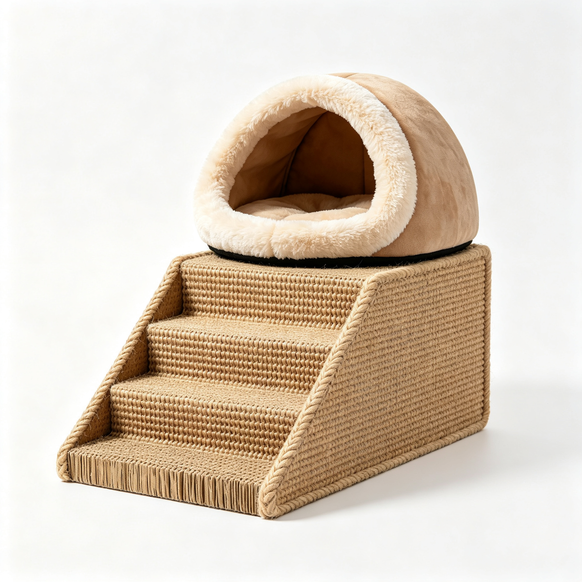 🛏️🪵 Cat Bed & Scratching Staircase — A Cozy Multi-Functional Space Where Your Cat Can Rest, Scratch, Climb And Feel Completely At Home