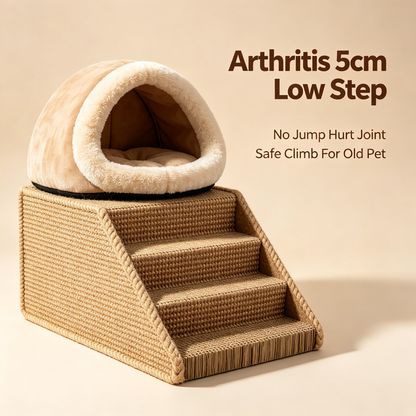🛏️🪵 Cat Bed & Scratching Staircase — A Cozy Multi-Functional Space Where Your Cat Can Rest, Scratch, Climb And Feel Completely At Home