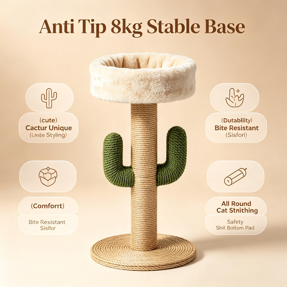Cactus Cat Scratching Post — A Natural Scratching Solution That Keeps Your Cat Happy While Protecting Your Furniture 🌵
