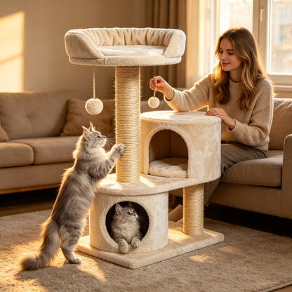 🏰 Multi-Level Luxury Cat Tree — Build A Complete Indoor Playground Where Your Cat Can Climb, Rest, Play And Own Their Territory