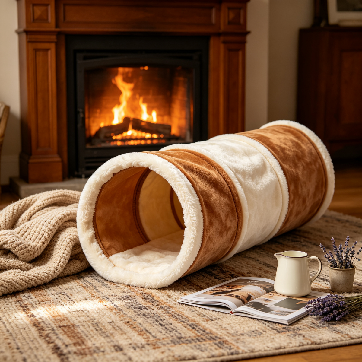 🧶🌙 Plush Cat Tunnel Toy — Create A Cozy Hideaway Where Your Cat Can Explore, Play, Hide And Follow Their Natural Hunting Instincts